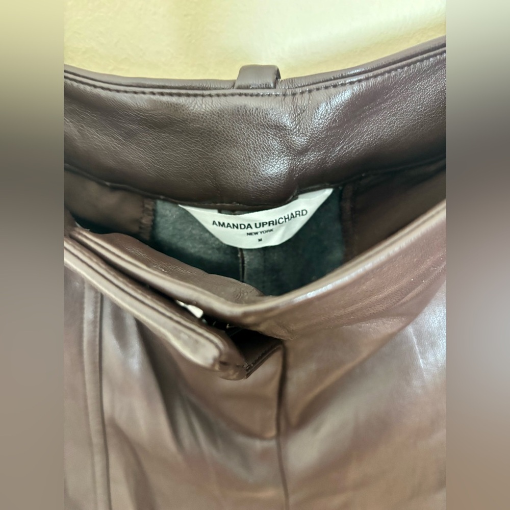 Amanda Uprichard Lucas Faux Leather Low Rise Cargo Pants - Brown Sz M - Picture 4 of 6
